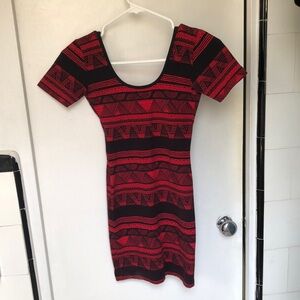 American Apparel red and black patterned mini T-shirt dress, size Small